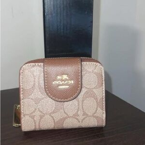 Coach Tan and Brown Signature Wallet